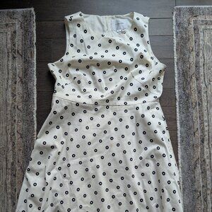 LK Bennett Fit & Flare Dress Womens [Size 14] Ivory Black Polka Dot